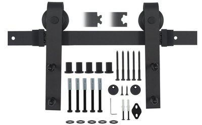7,5 Ft Sliding Barn Door Hardware Powder Coated Black with 2m Rail